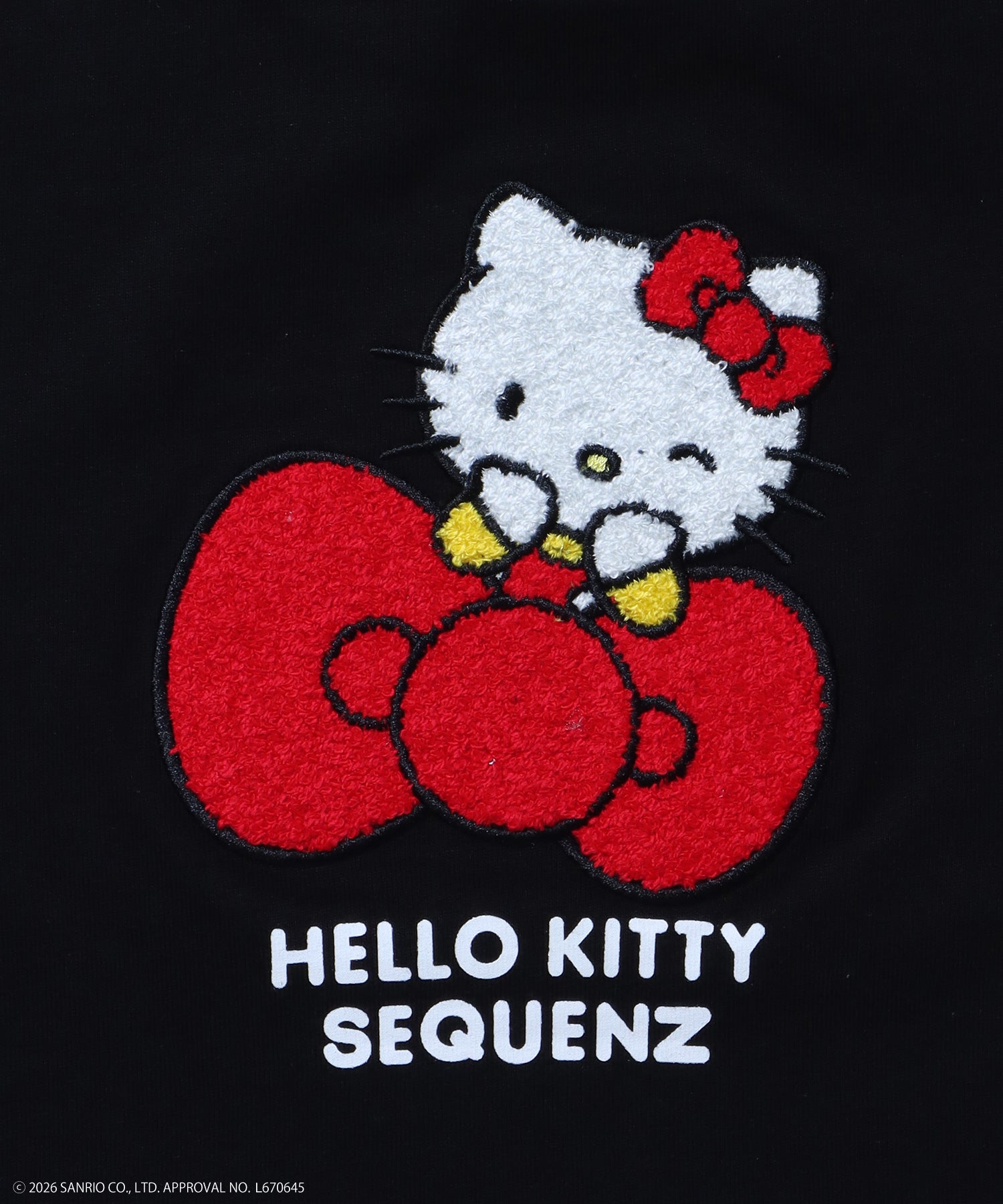HK EMBROIDERY KITTY TEE / ハローキティ キティちゃん 半袖 クルーネック プリント ワンポイント 刺繍 ブラック