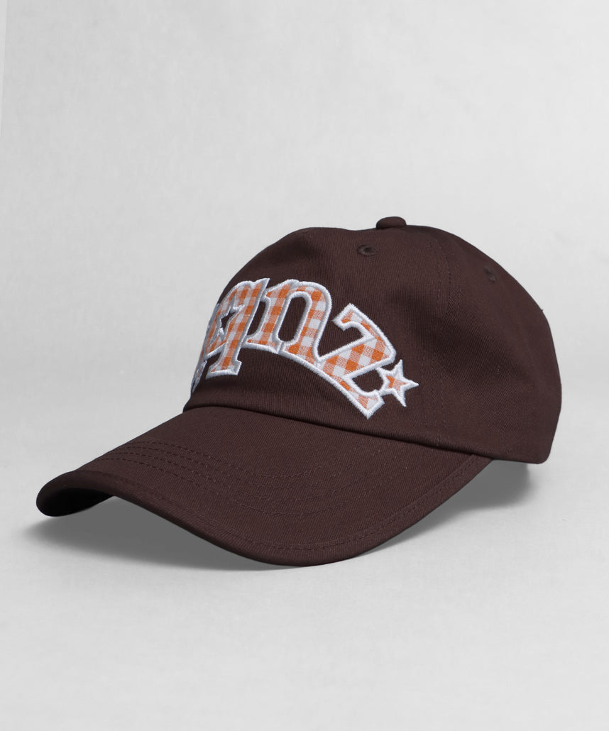 ≪予約商品≫sqnz gingham logo cap / キャップ 帽子 ワッペン ベースボール ユニセックス 刺繍 ブラウン