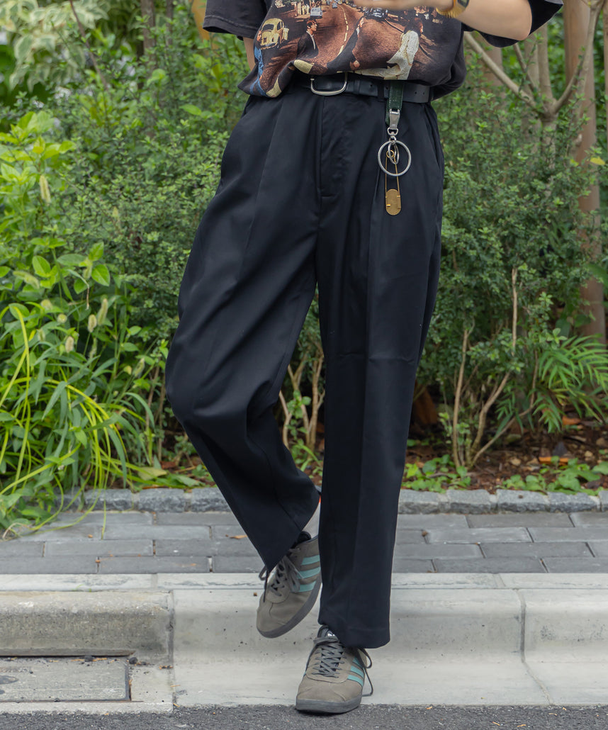 TR SIDE GATHER ANKLE PANTS / TR サイドギャザー アンクルスラックス チャコール