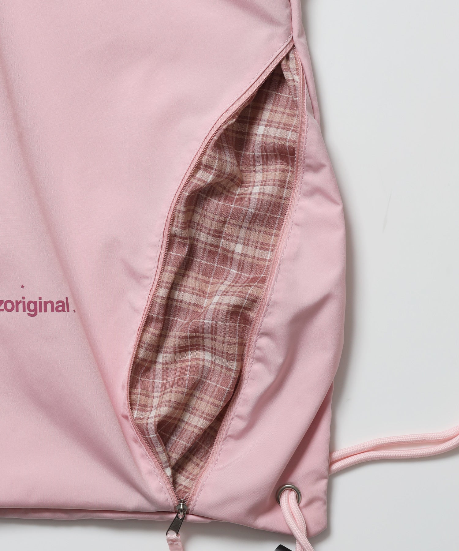 ※WEB限定 / 2WAY仕様 /チェックジップナップサック /sqnz zip knapsack ライトピンク