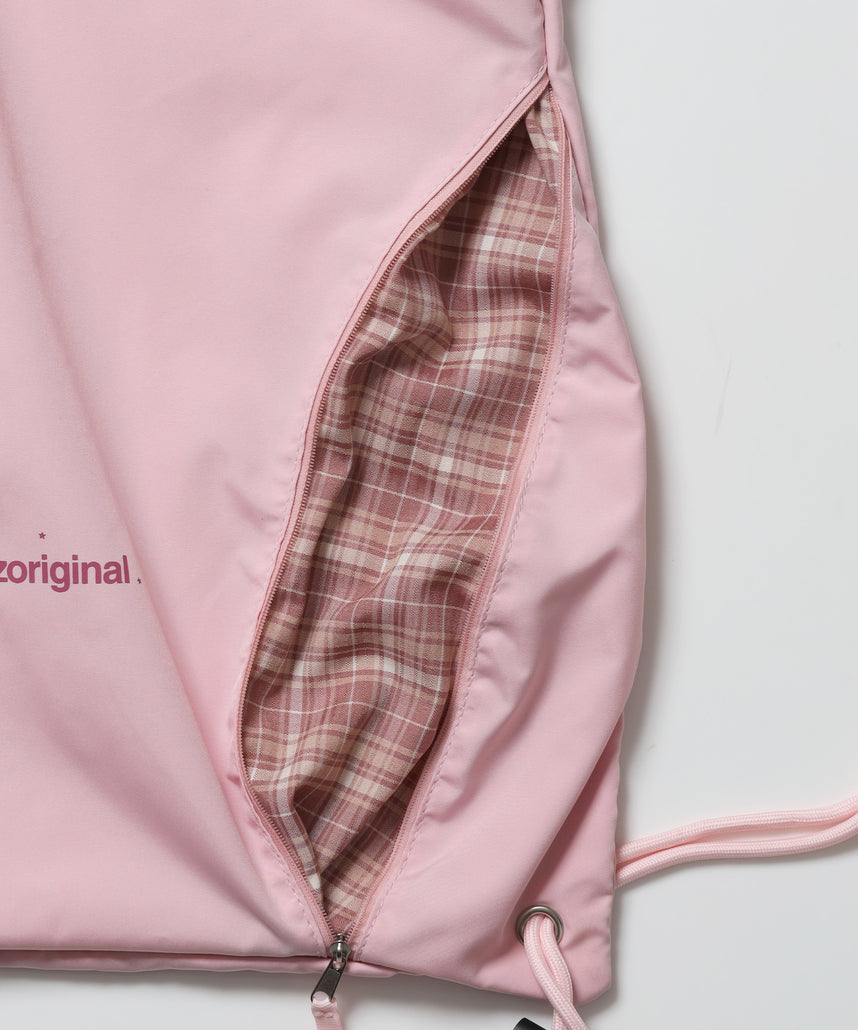 ※WEB限定 / 2WAY仕様 /チェックジップナップサック /sqnz zip knapsack ライトピンク