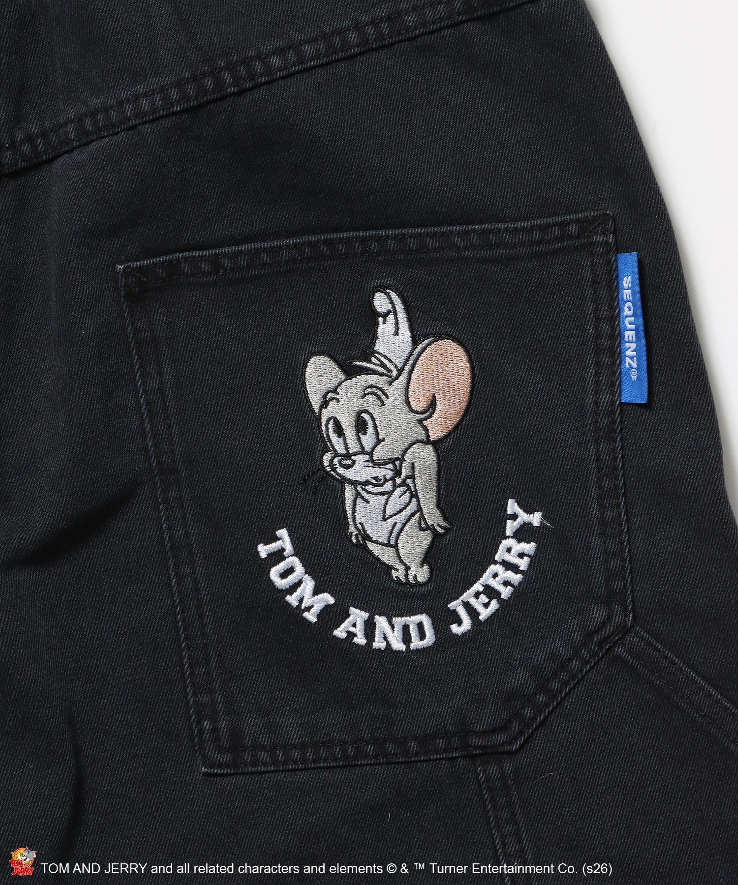 TJ STREET SHORTS DENIM / トムとジェリー ハーフパンツ ショーツ ジョーツデニム ワイド パンツ ボトムス 刺繍 加工 リジッド ワッペン ブラック