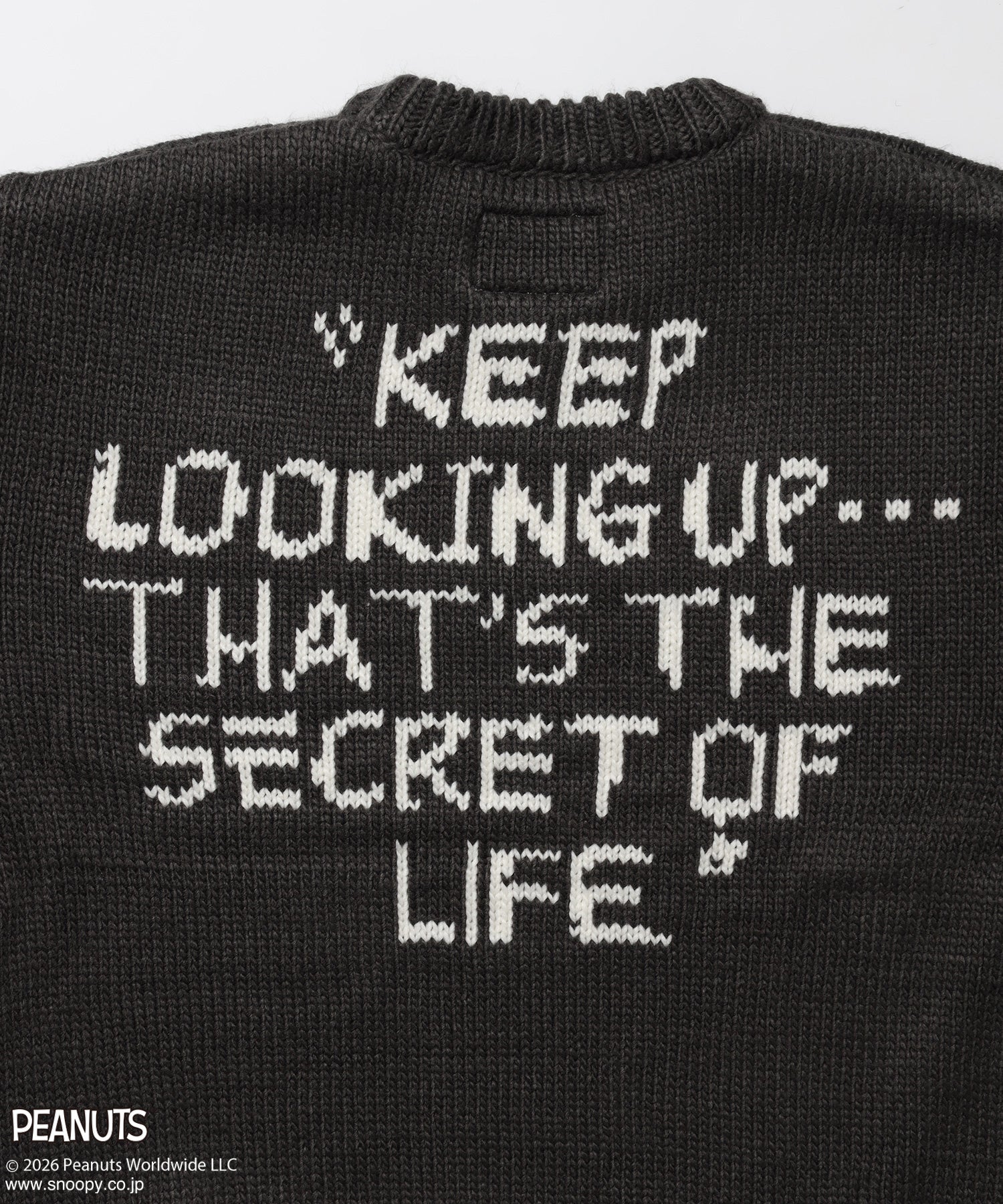TP SNOOPY CHUNKY KNIT / スヌーピー メッセージプリント チャンキーニット チャコール