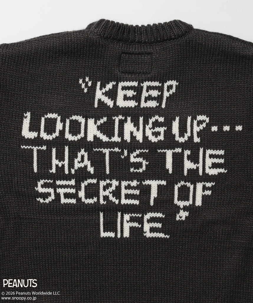 TP SNOOPY CHUNKY KNIT / スヌーピー メッセージプリント チャンキーニット チャコール