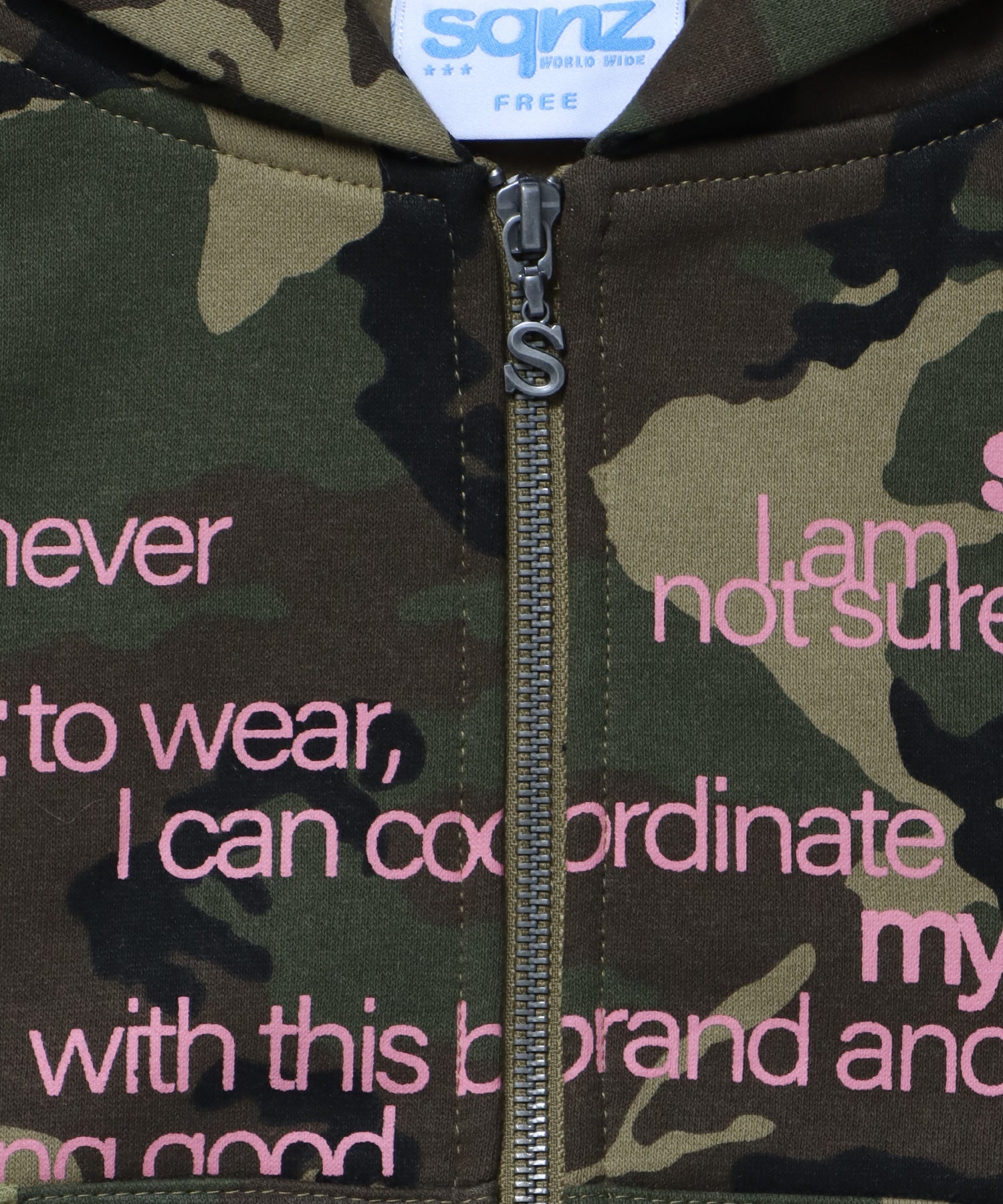 sqnz eyelet fit zip pk / レディース ジップパーカー フーディ ハトメ スタッズ ダフルジップ 裏起毛 ≪SET UP着用可能≫ 柄80