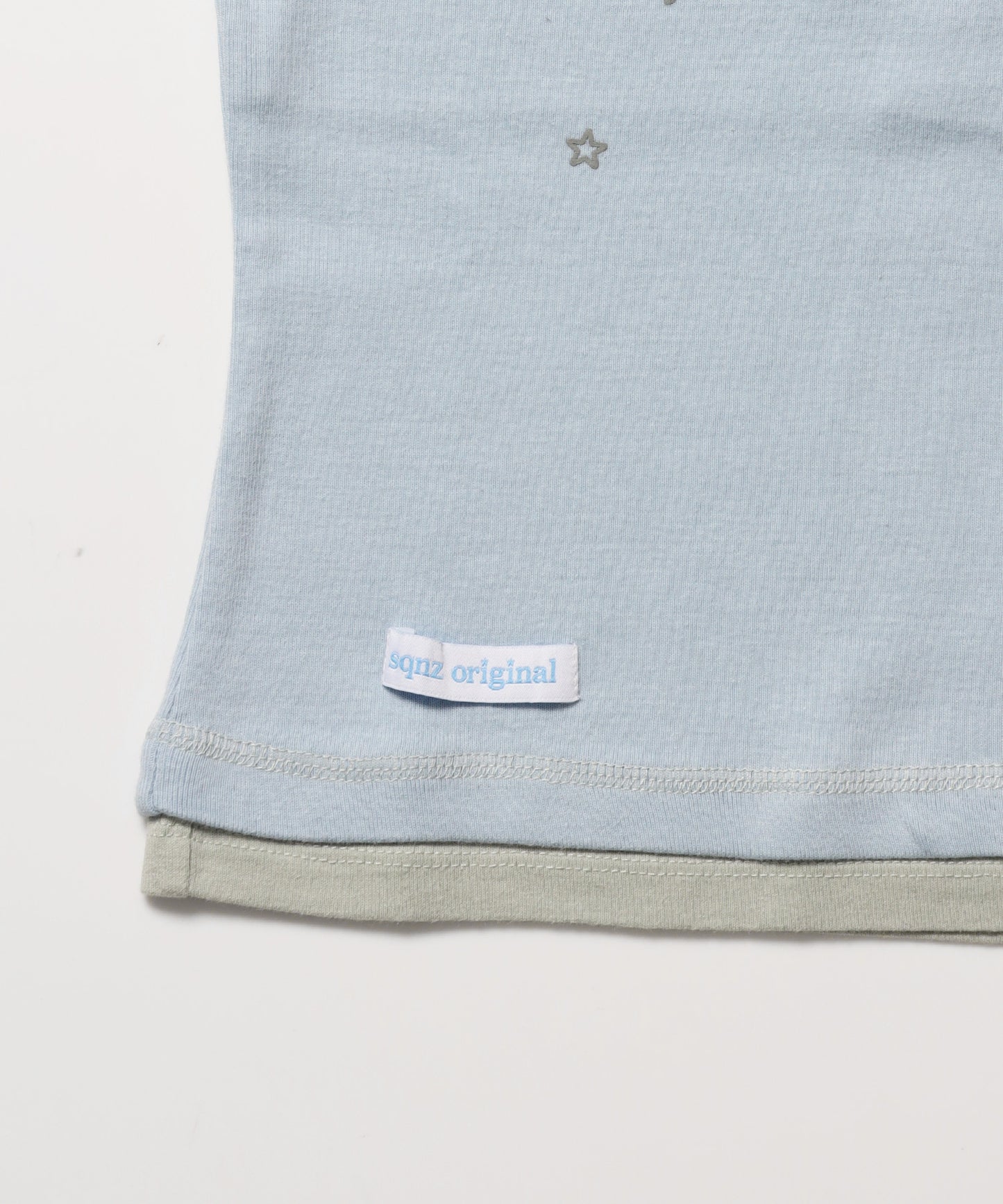 ※WEB限定 / フェイクレイヤード / バイカラーヘンリーネック半袖T /sqnz fake layered henley star tee ライトブルー