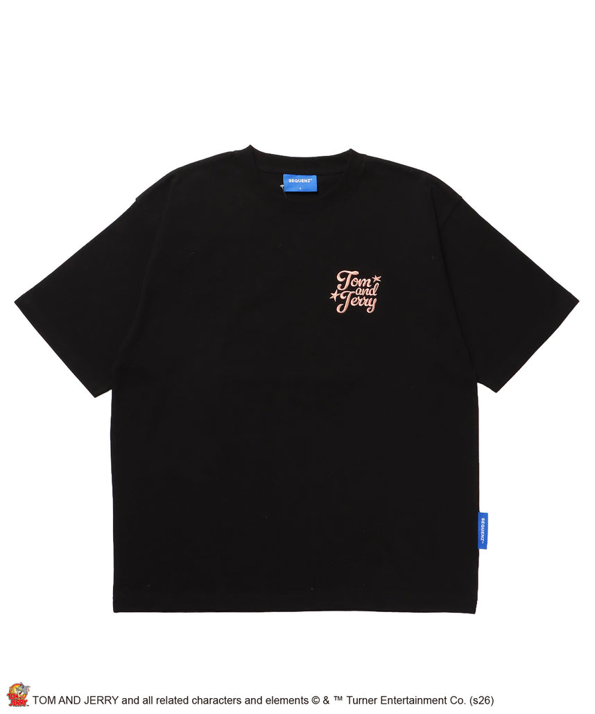 TJ SWIMMING EMB. TEE / トムとジェリー 半袖 クルーネック 刺繍 ワンポイント ユニセックス オーバーサイズ レイヤード ブラック