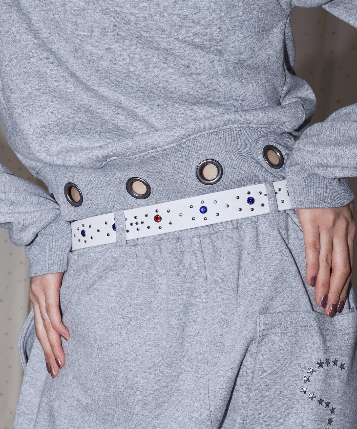 SEQUENZ RHINE STONE BELT LADIES / ベルト スタッズ ストーン リアルツリー レオパード レディース 雑貨 ホワイト