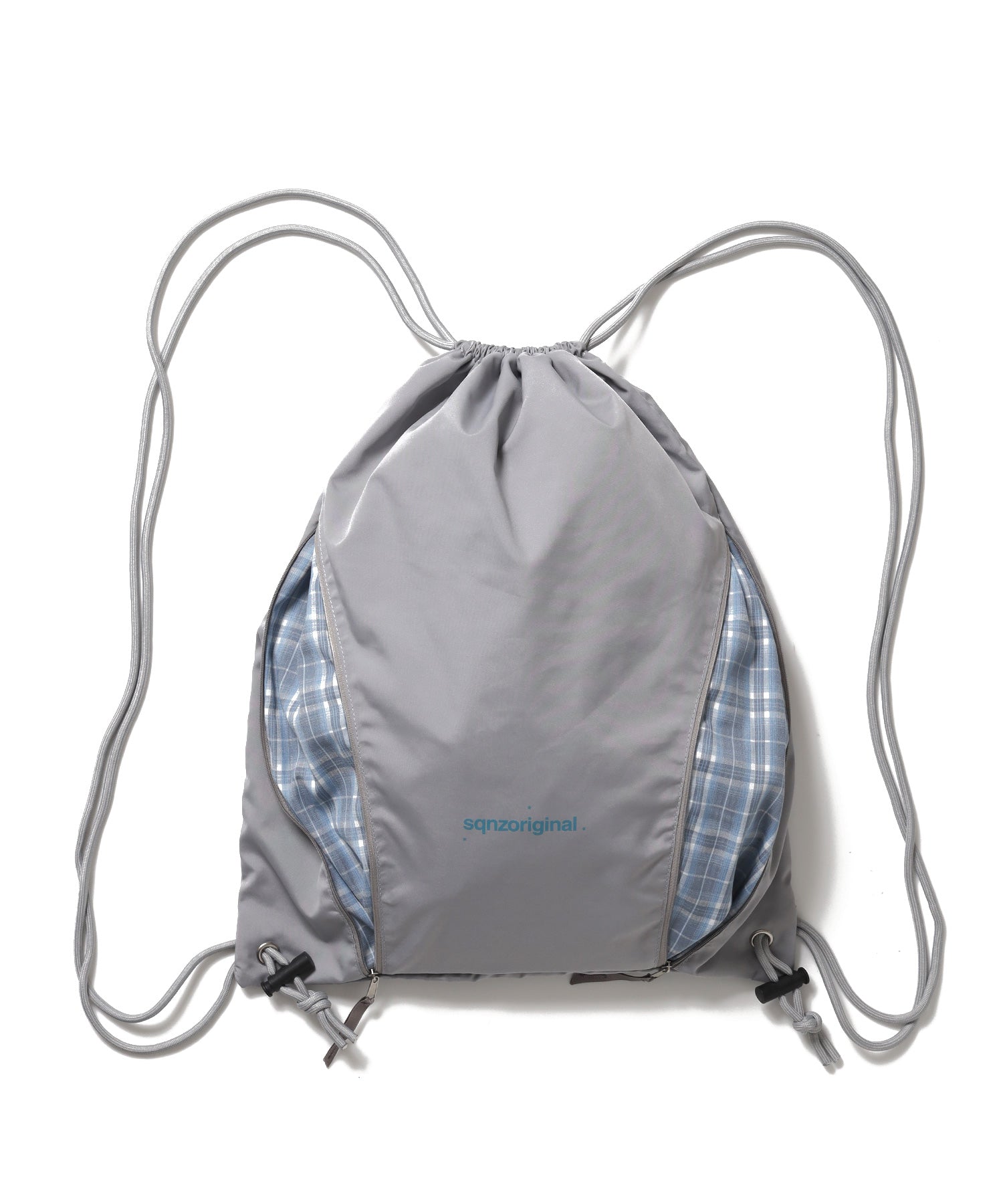 ※WEB限定 / 2WAY仕様 /チェックジップナップサック /sqnz zip knapsack ライトグレー