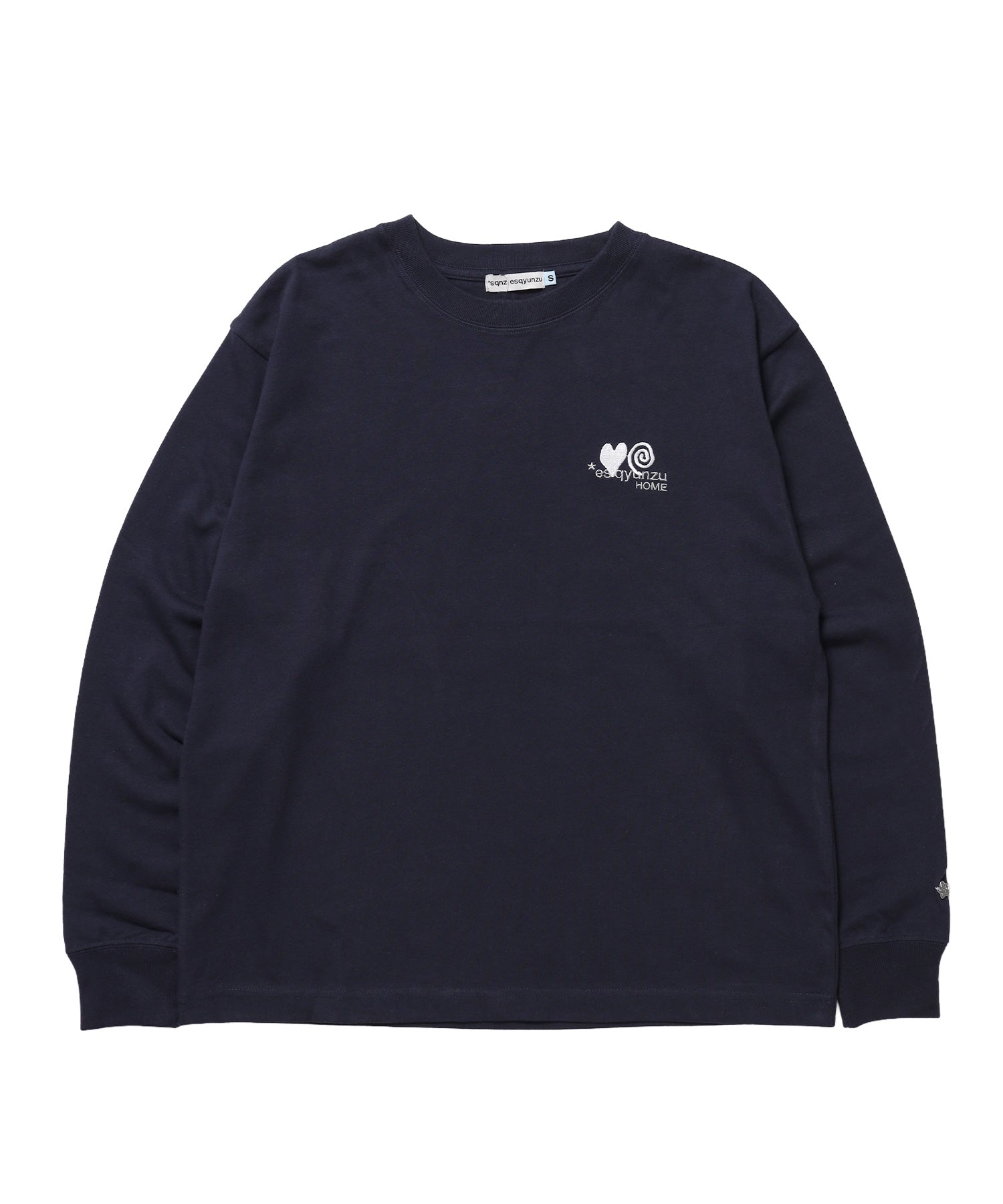 ※WEB限定 / サークルハート刺繍ロンT/sqnzU basic logo l/s tee ネイビー
