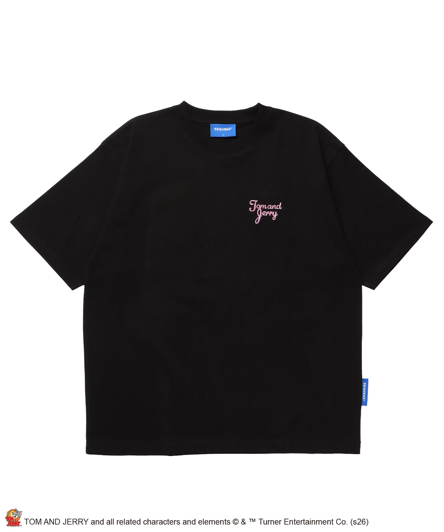 TJ GINGHAM DOG TEE / トムとジェリー 半袖 クルーネック 刺繍 ワンポイント ワッペン ユニセックス オーバーサイズ レイヤード ブラック