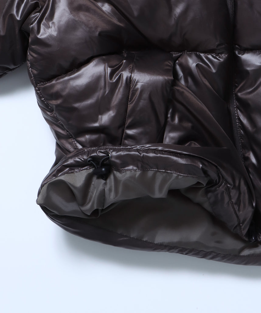 sqnz puffa short padding / ユニセックス パファ ダウン ジャケット 中綿 短丈 ドローコード ブラウン