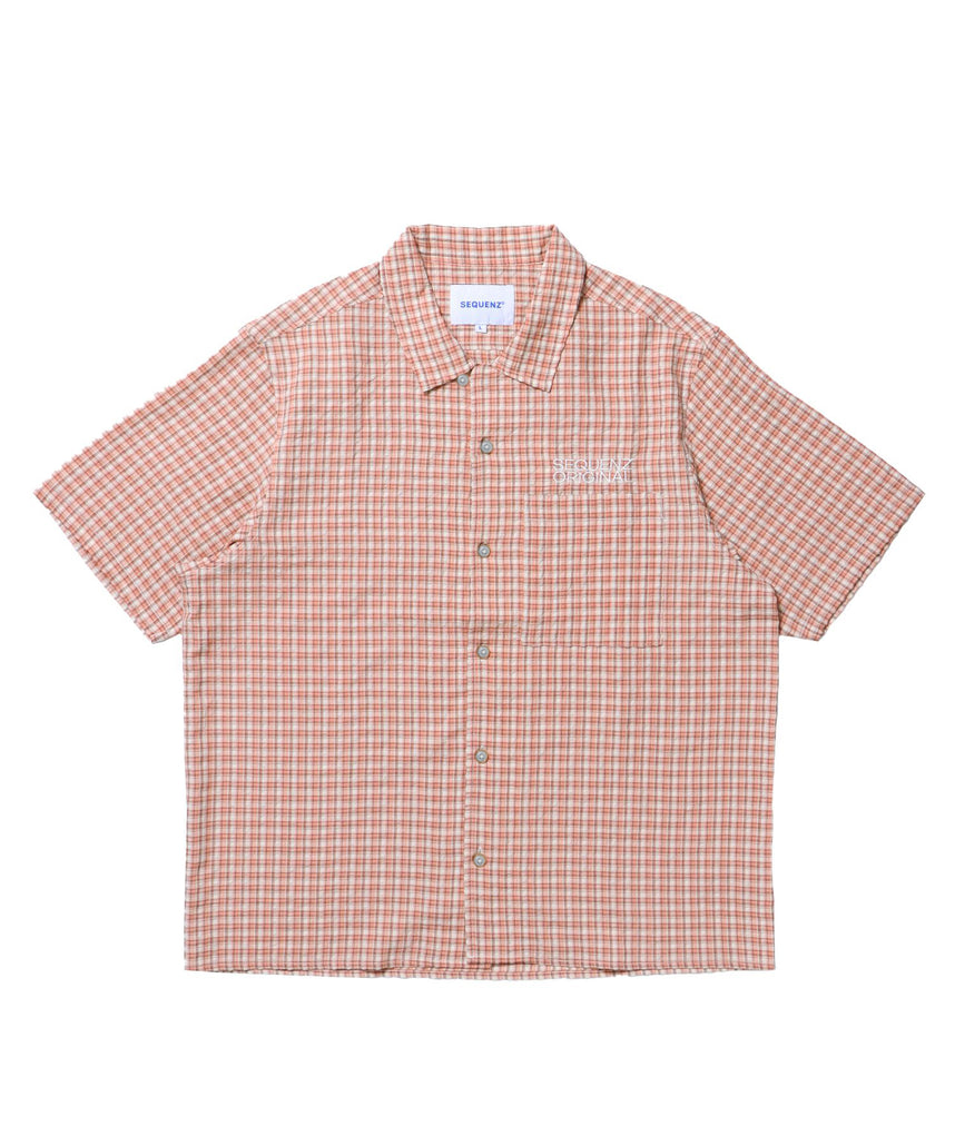 SQNZ APPLIQUE CHECK SHIRTS / シャツ ショート丈 チェック 半袖 刺繍 ピンク