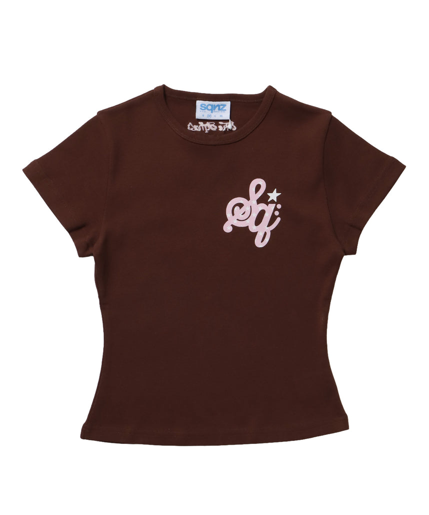 ※WEB限定 / レディースワンポイントロゴ半袖Tシャツ / sqnz logo compact tee ブラウン