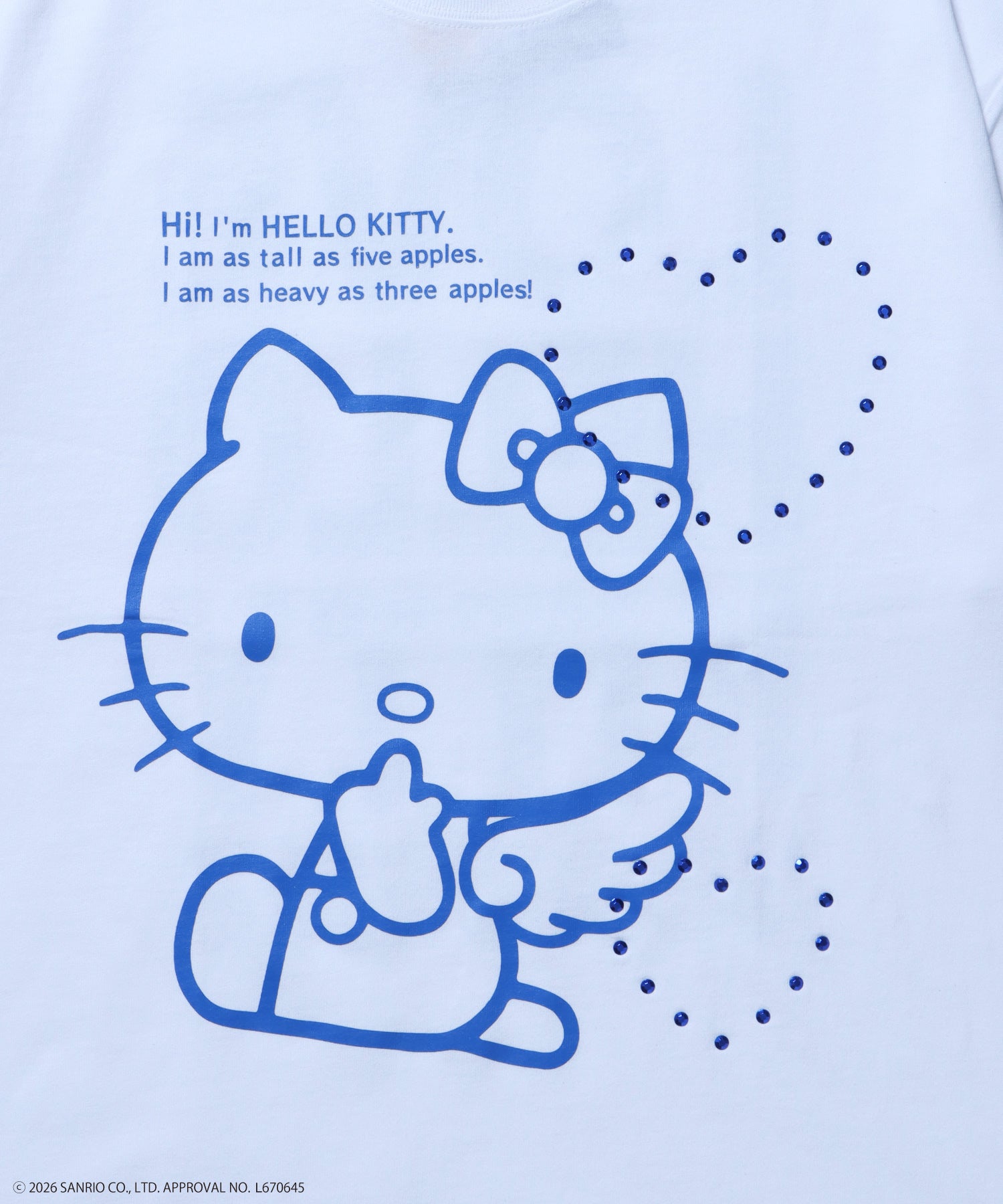 HK LOVE SEQUENZ TEE / ハローキティ キティちゃん 半袖 クルーネック プリント ワンポイント ラインストーン ホワイト