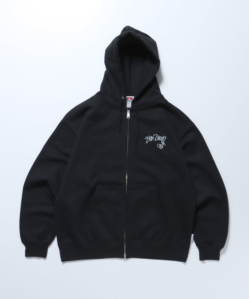 WALL TAGGING ZIP HOODIE / フーディ スウェット ジップパーカー ワイドシルエット ブラック