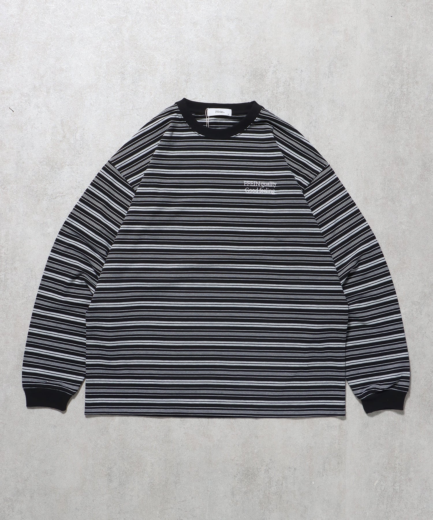 ロゴ刺繍マルチボーダーロングスリーブTシャツ ブラック