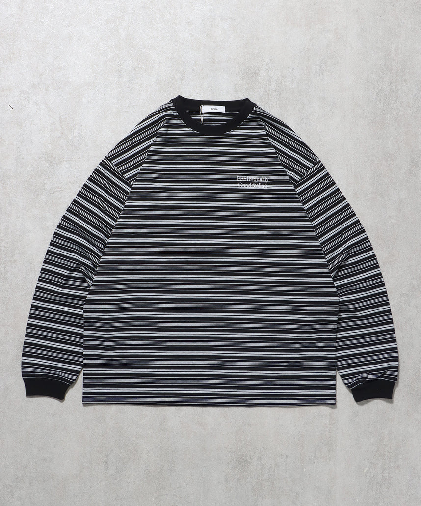 ロゴ刺繍マルチボーダーロングスリーブTシャツ ブラック