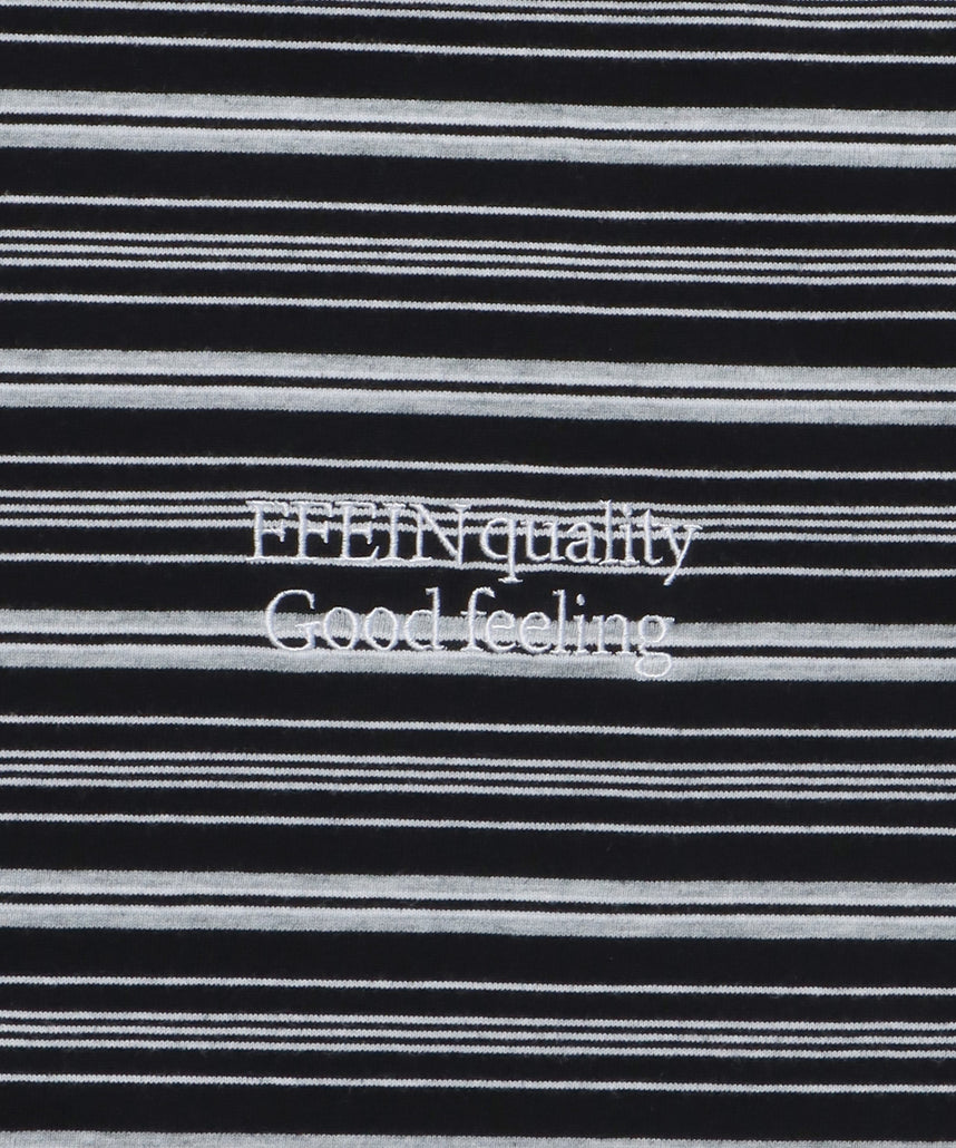 ロゴ刺繍マルチボーダーロングスリーブTシャツ ブラック