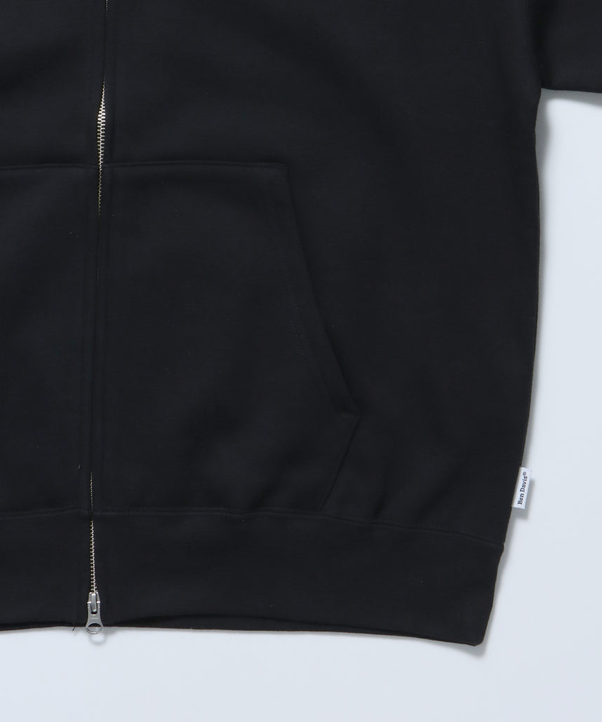 WALL TAGGING ZIP HOODIE / フーディ スウェット ジップパーカー ワイドシルエット ブラック