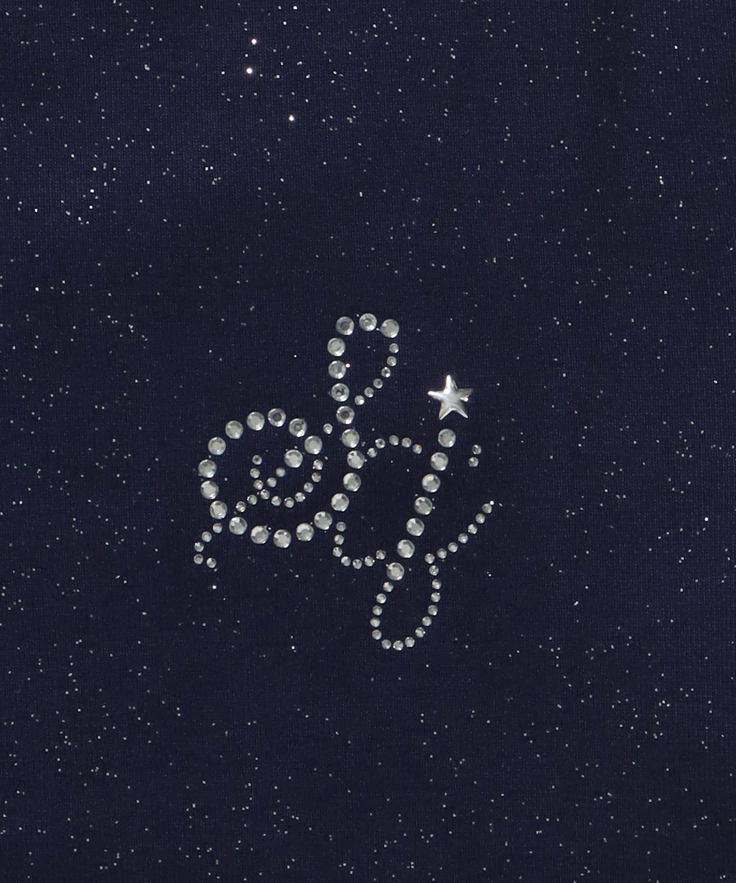 ≪予約商品≫sqnz glitter compact tee / 半袖 プリント Tシャツ ワンポイント ラインストーン レディース ピチT ちびT ダークネイビー