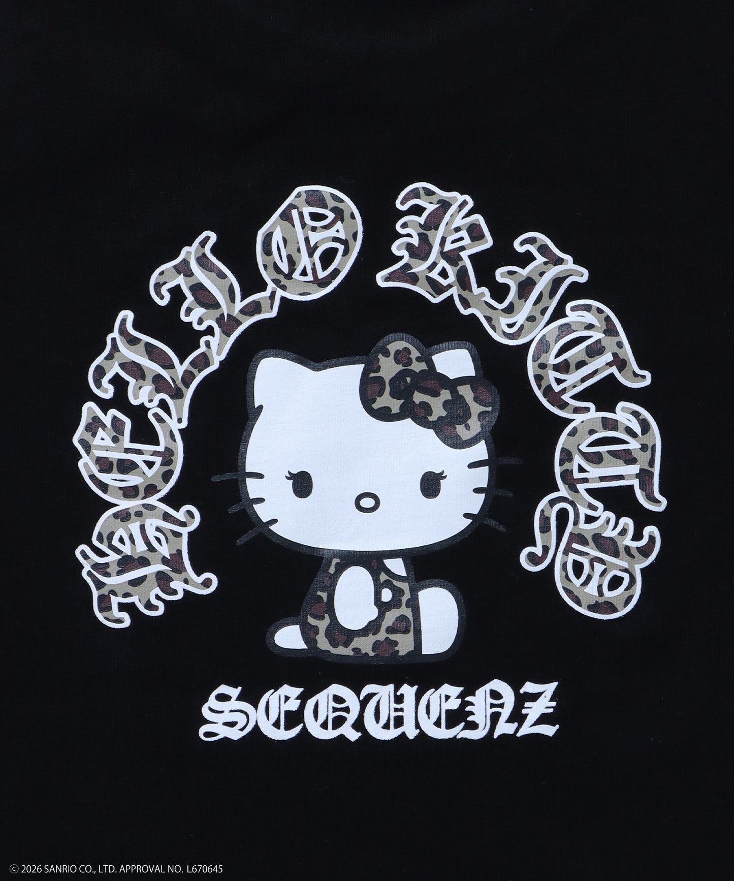 HK CIRCLE LOGO TEE / ハローキティ キティちゃん 半袖 クルーネック プリント ワンポイント ラインストーン プリント ブラック