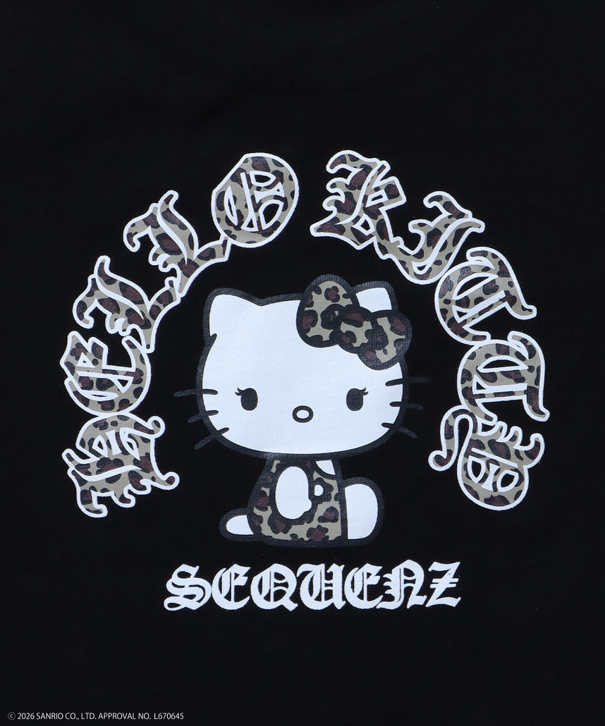 HK CIRCLE LOGO TEE / ハローキティ キティちゃん 半袖 クルーネック プリント ワンポイント ラインストーン プリント ブラック