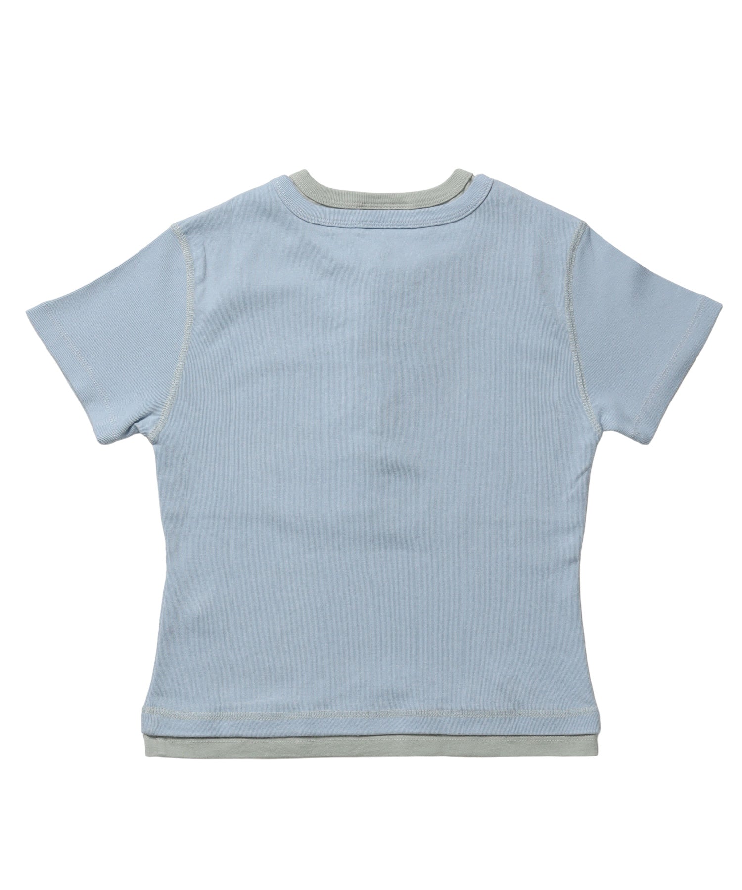 ※WEB限定 / フェイクレイヤード / バイカラーヘンリーネック半袖T /sqnz fake layered henley star tee ライトブルー