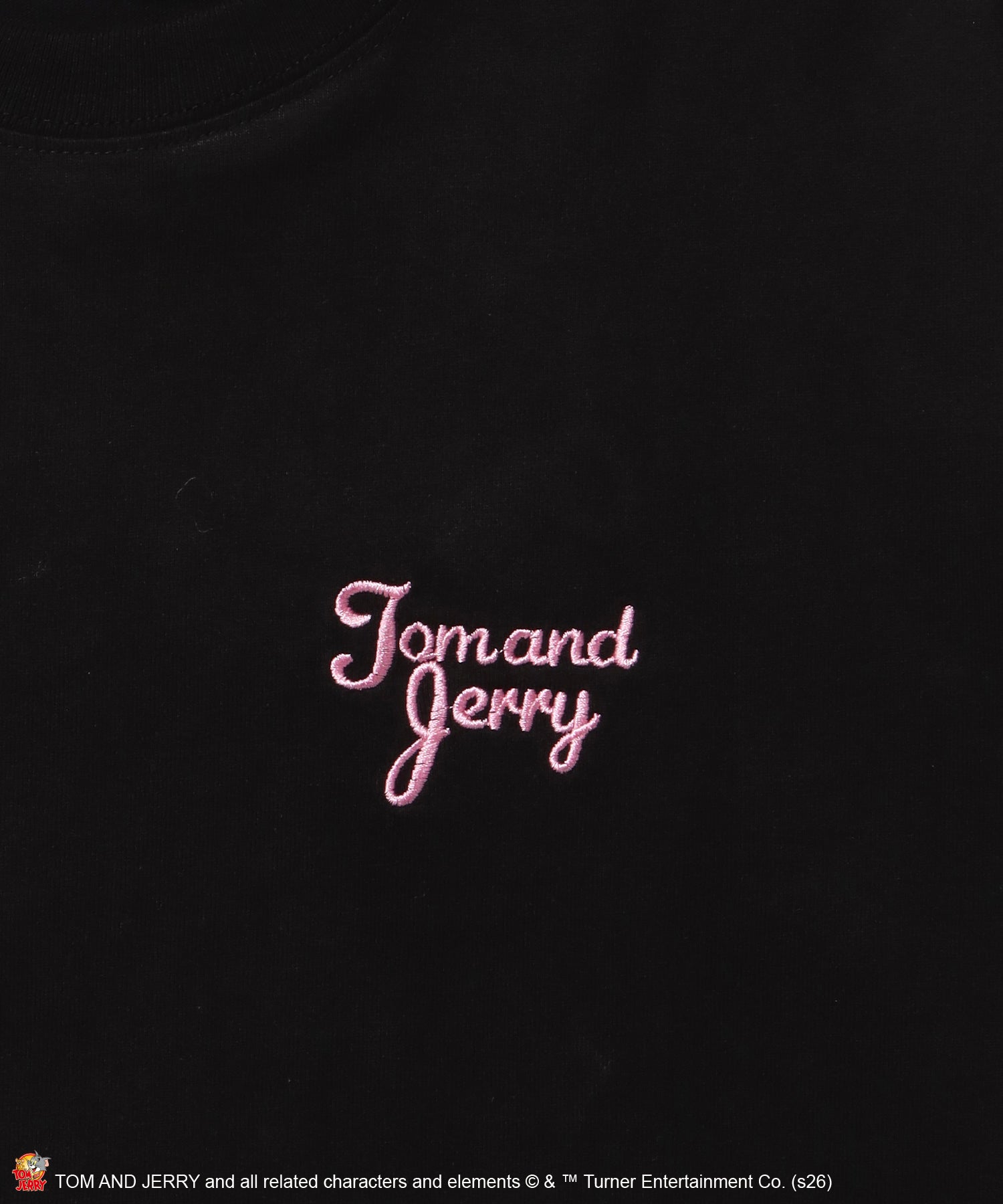 TJ GINGHAM DOG TEE / トムとジェリー 半袖 クルーネック 刺繍 ワンポイント ワッペン ユニセックス オーバーサイズ レイヤード ブラック