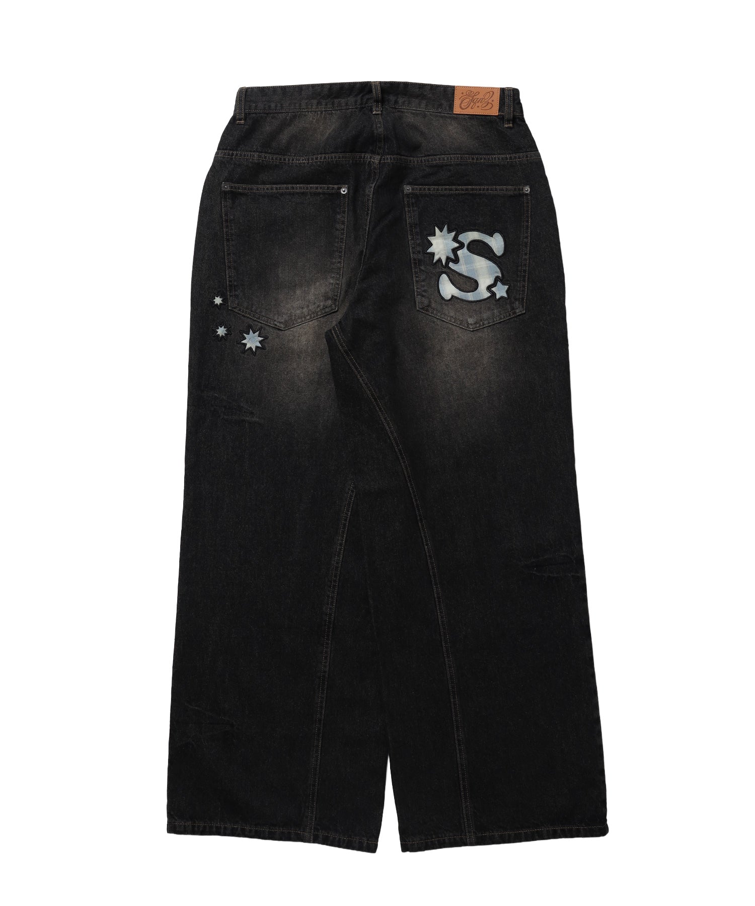 ※WEB限定 / ワイドデニムパンツ / sqnz seam design applique denim ブラウン