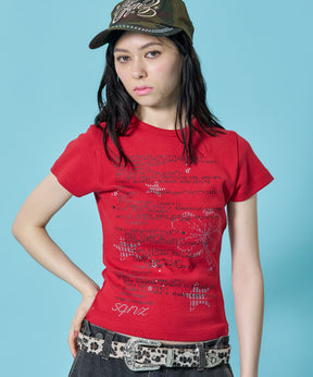 ※WEB限定 / 文字プリントレディースコンパクトT / sqnz programming pt compact tee レッド