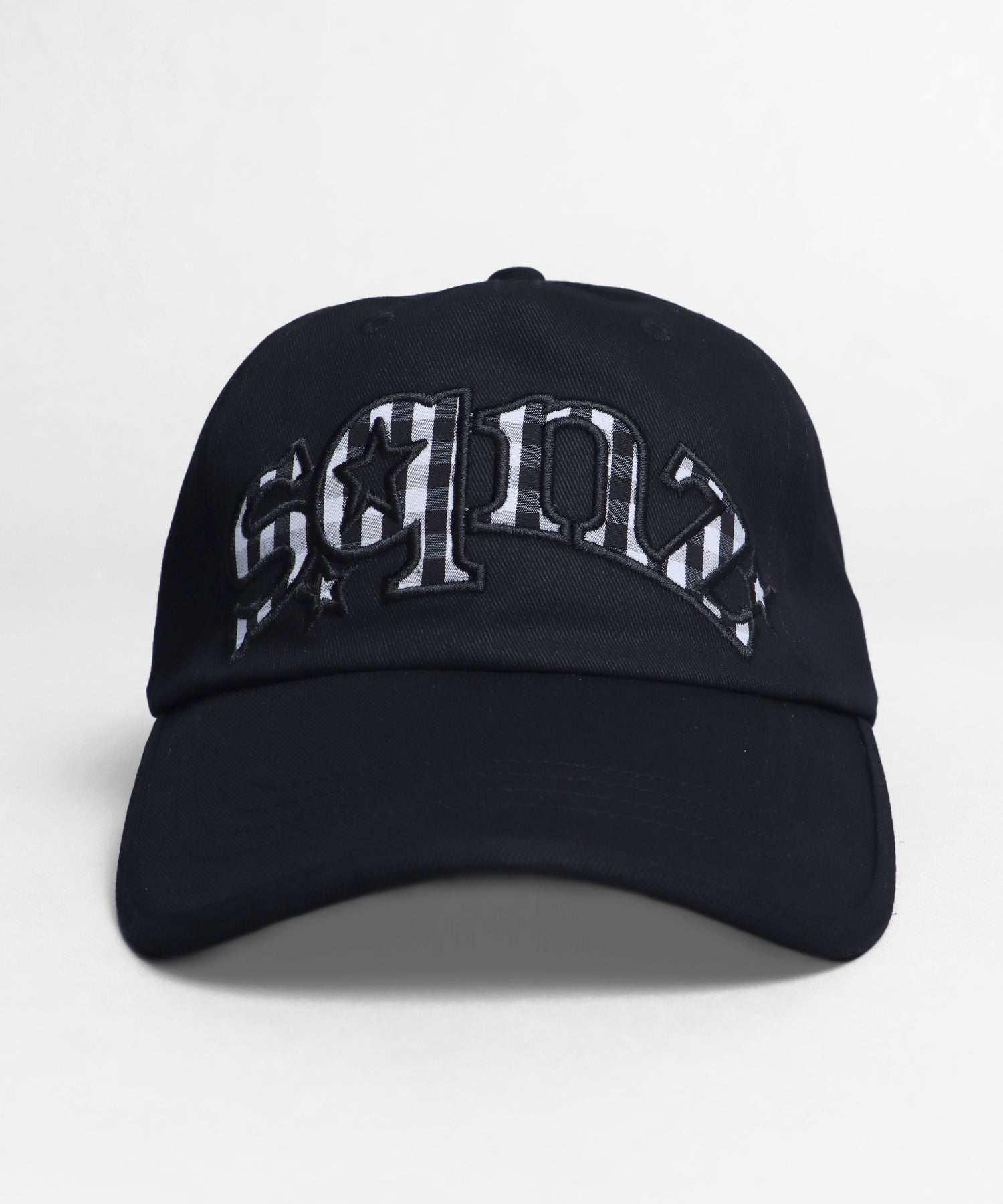 ≪予約商品≫sqnz gingham logo cap / キャップ 帽子 ワッペン ベースボール ユニセックス 刺繍 ブラック