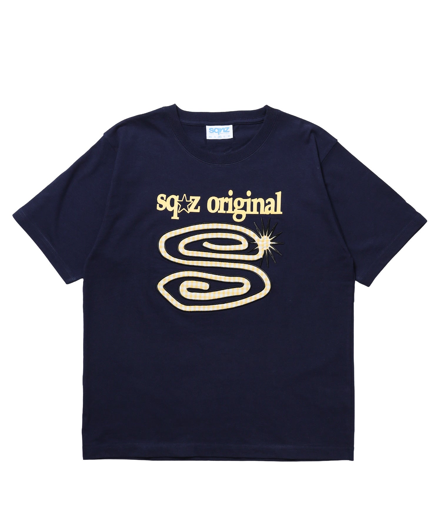 ※WEB限定 / ぐるぐるワッペン半袖Tシャツ / sqnz guru-guru patchwork tee ネイビー