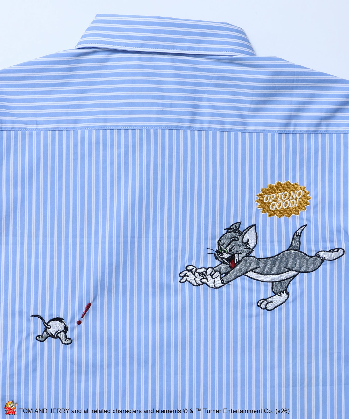 TJ ASSORTMENT EMB. SHIRT / トムとジェリー シャツ 半袖 レギュラーカラー 刺繍 チェック ストライプ サックスブルー
