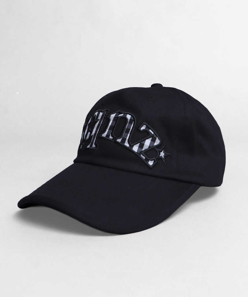 ≪予約商品≫sqnz gingham logo cap / キャップ 帽子 ワッペン ベースボール ユニセックス 刺繍 ブラック