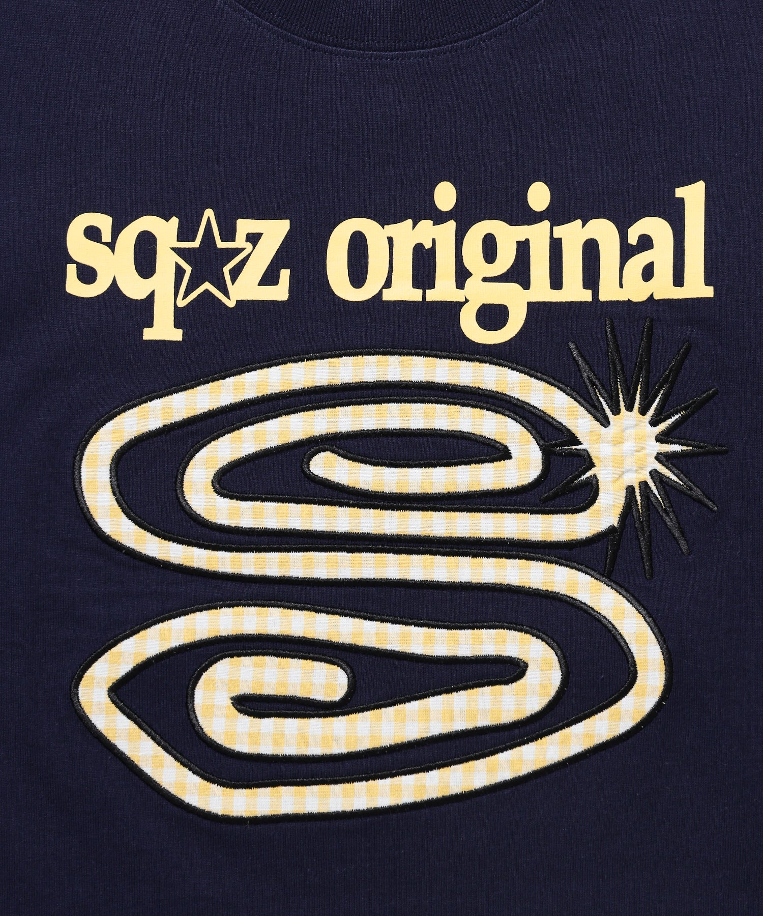 ※WEB限定 / ぐるぐるワッペン半袖Tシャツ / sqnz guru-guru patchwork tee ネイビー