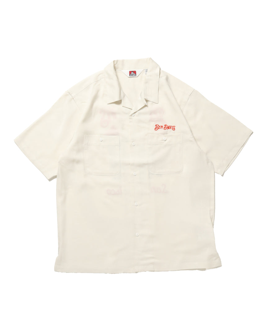SOUVENIR EMB O/C SHIRT / 半袖 シャツ 刺繍 オープンカラー ヴィンテージライク オフホワイト