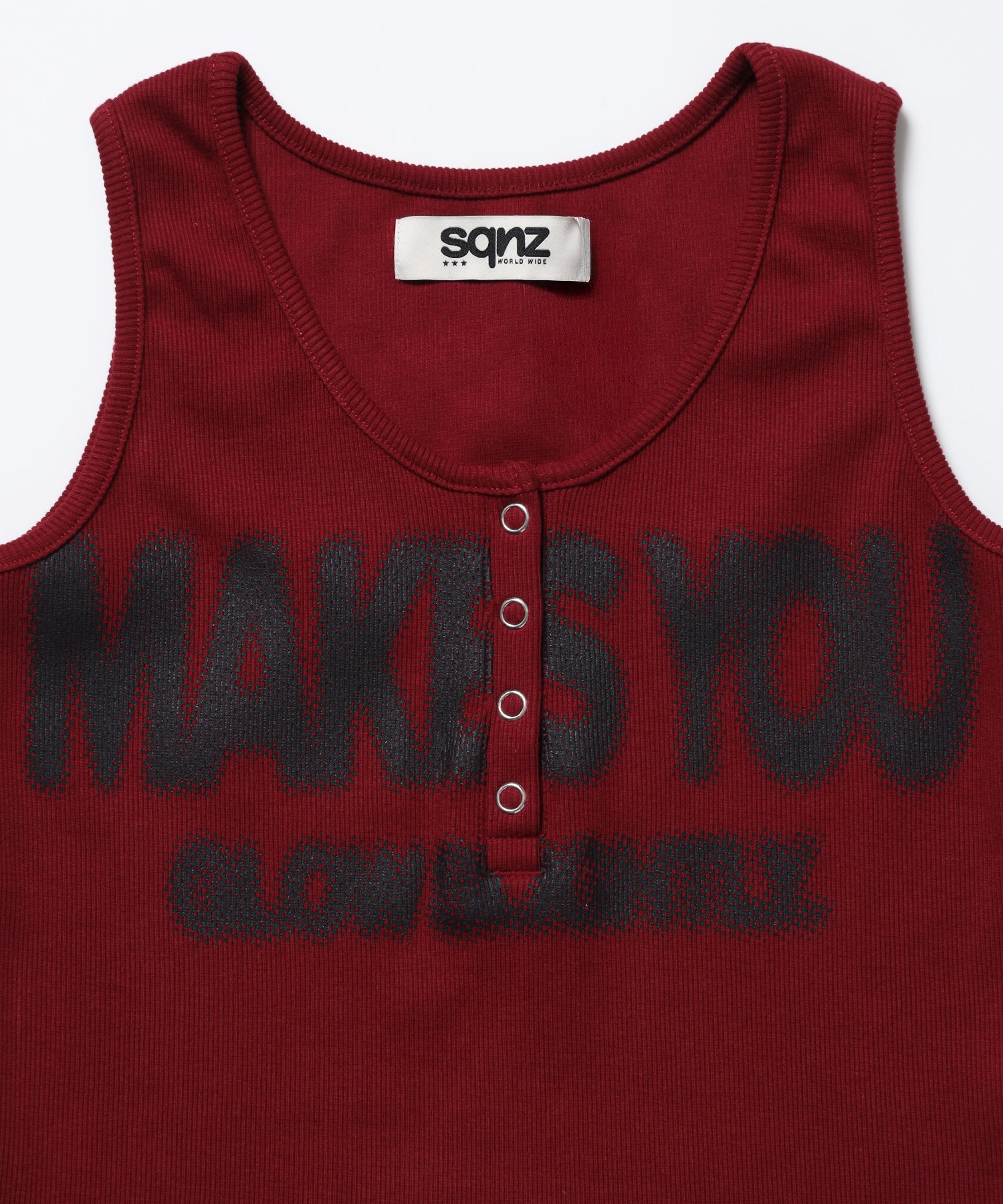 ※WEB限定 / レディースヘンリーネックタンクトップ / sqnz blur logo henley tank top バーガンディー