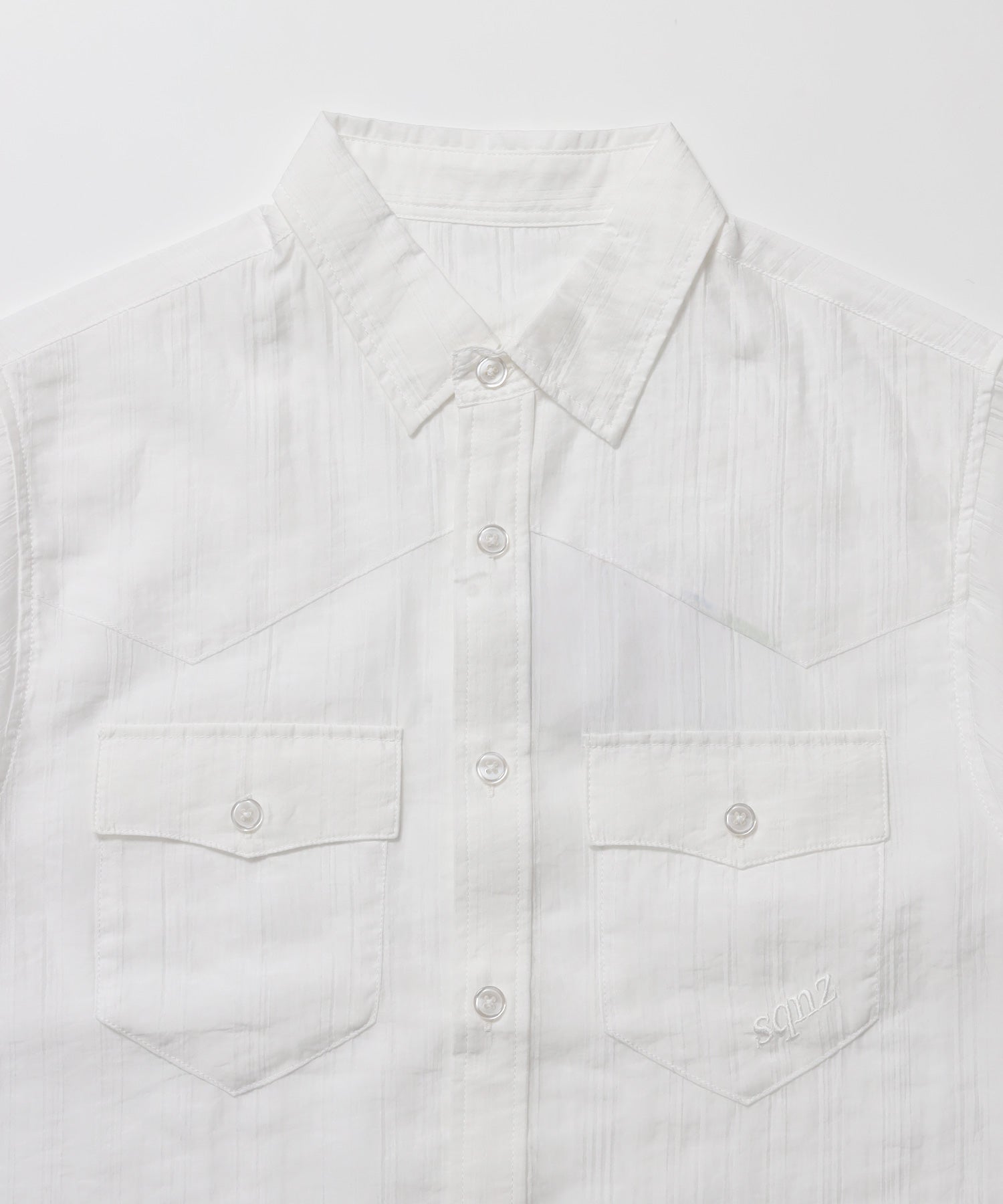 ※WEB限定 / ウエスタン半袖シャツ/sqnz western sheer shirts ホワイト