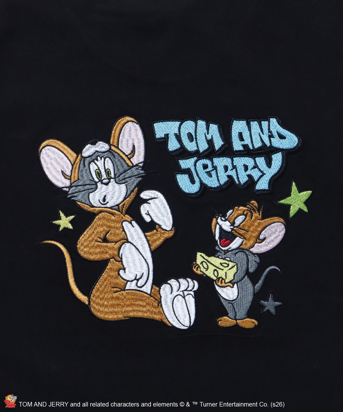 TJ COSTUME RINGER TEE / トムとジェリー リンガー Tシャツ 半袖 クルーネック 刺繍 オーバーサイズ ブラック