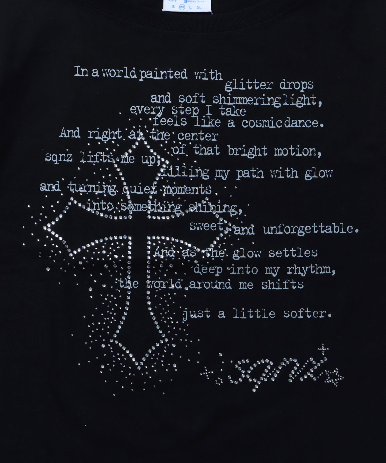 ※WEB限定 / レディースクロス半袖Tシャツ / sqnz one-shoulder cross tee ブラック