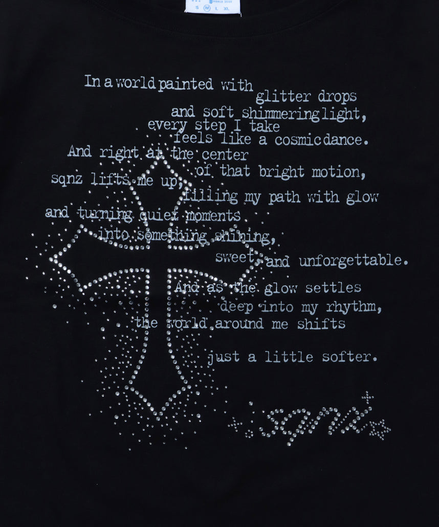 ※WEB限定 / レディースクロス半袖Tシャツ / sqnz one-shoulder cross tee ブラック