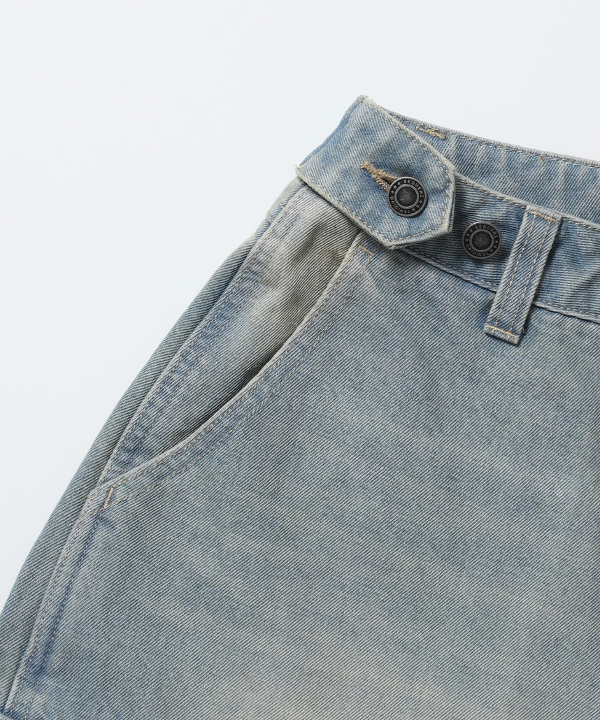※WEB限定 / レディースリボンデニムショートパンツ / sqnz ribbon denim shorts サックスブルー