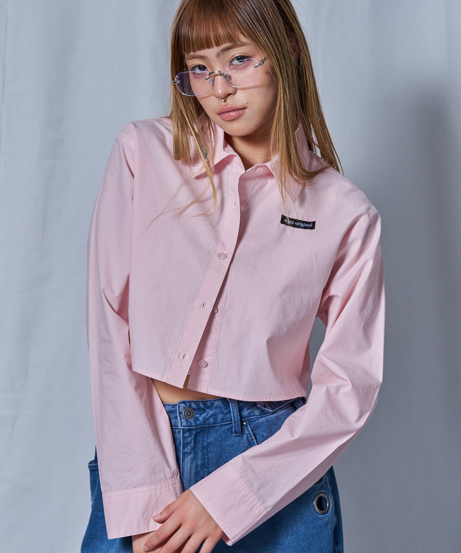 WEB限定 / レディースクロップドシャツ / sqnz cropped shirts ピンク