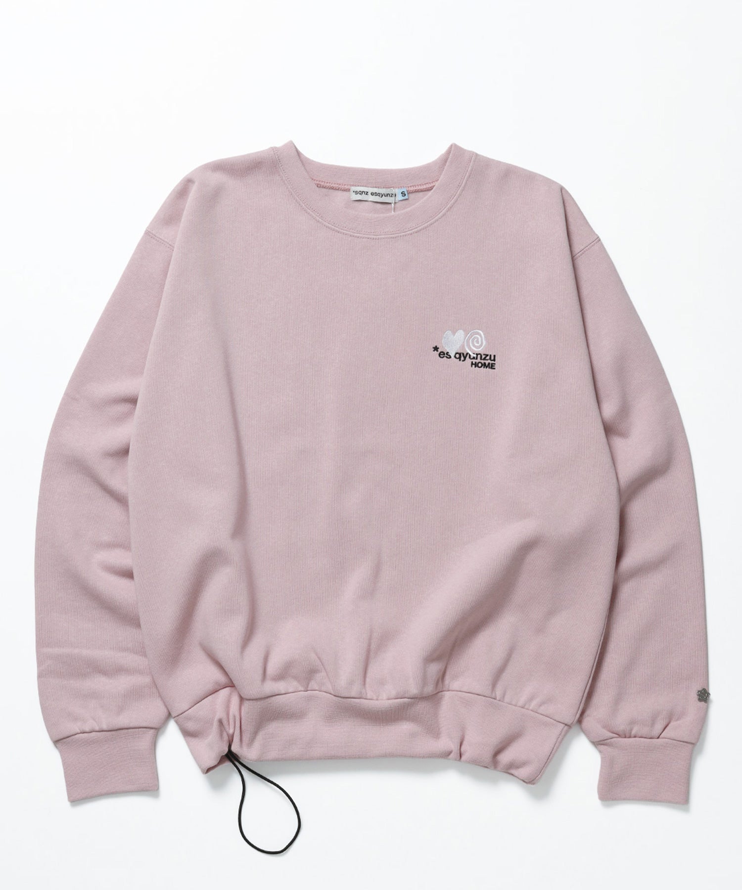 ※WEB限定 サークルハート刺繍裏起毛スウェット / sqnzU basic logo c/n ピンク