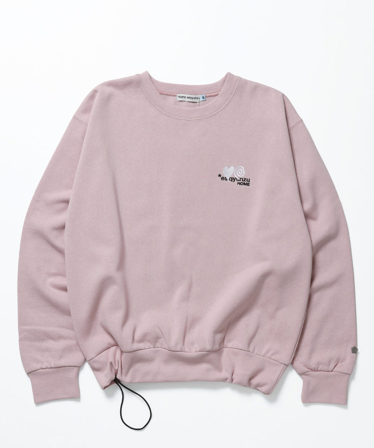 ※WEB限定 サークルハート刺繍裏起毛スウェット / sqnzU basic logo c/n ピンク