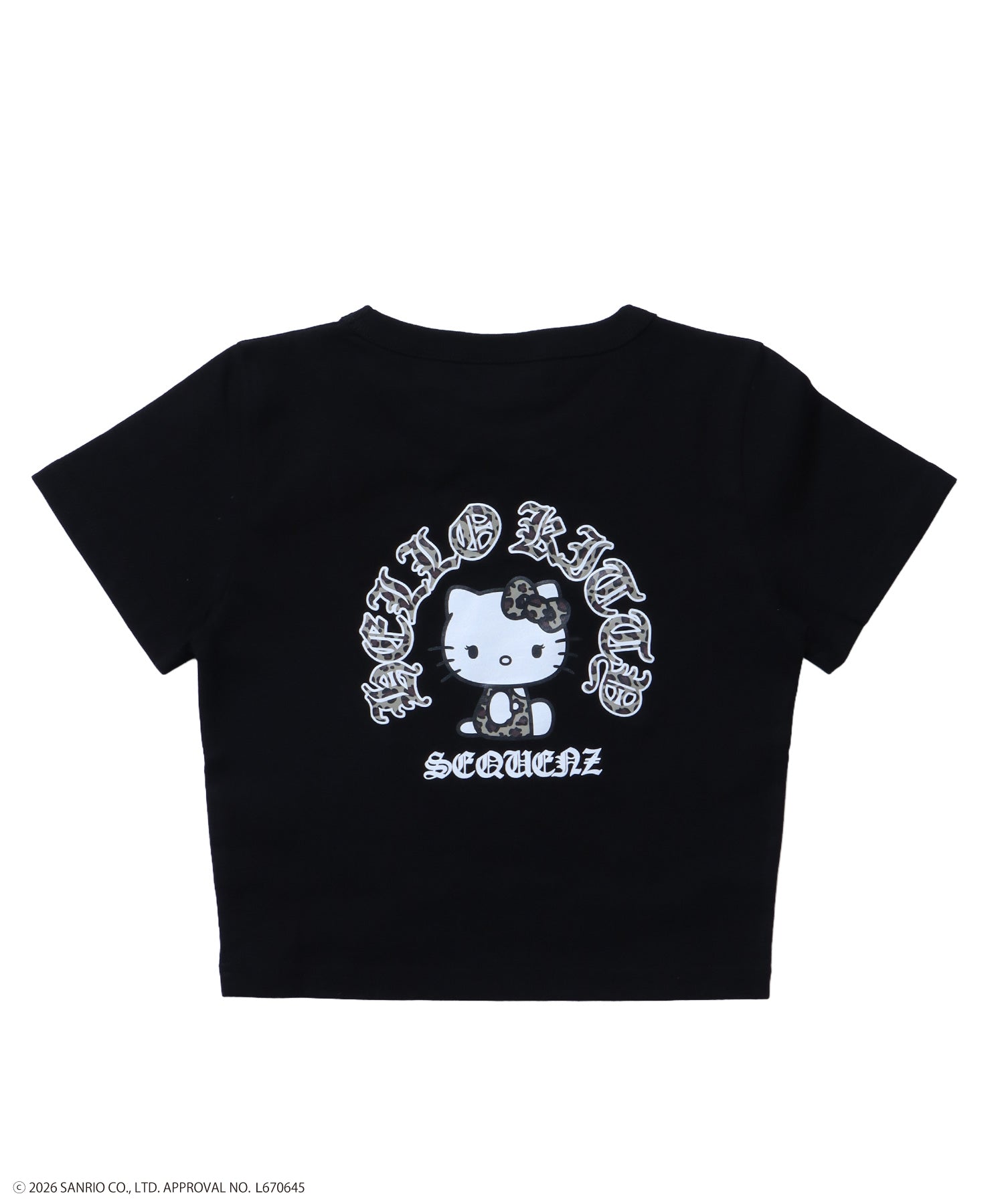 HK CIRCLE LOGO TEE / ハローキティ キティちゃん 半袖 クルーネック プリント ワンポイント ラインストーン プリント ブラック