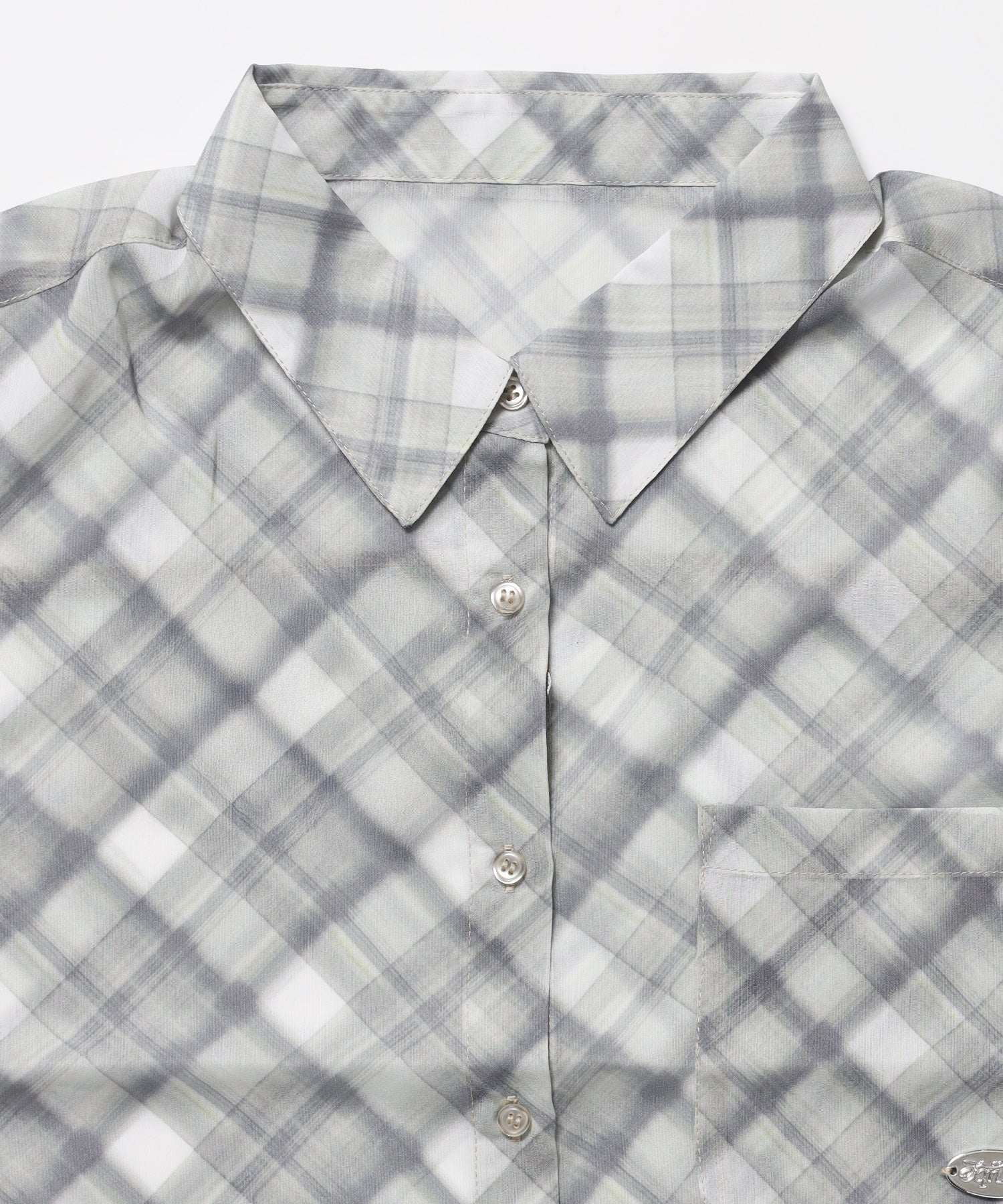 ※WEB限定 / レディースチェック半袖シャツ / sqnz sheer check shirts グリーン