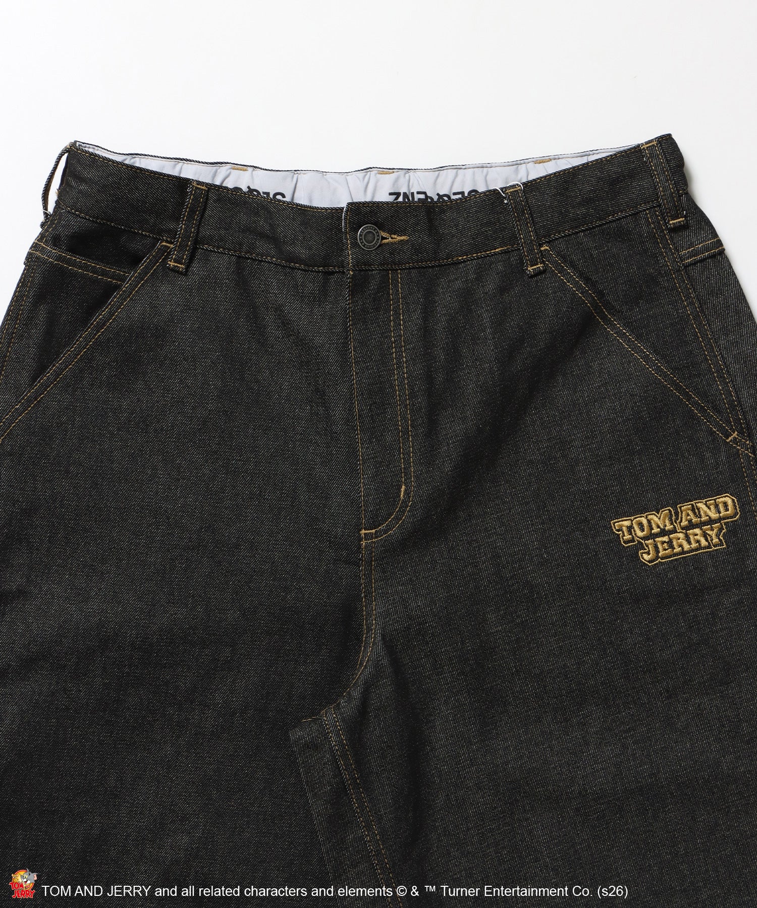 TJ STREET SHORTS DENIM / トムとジェリー ハーフパンツ ショーツ ジョーツデニム ワイド パンツ ボトムス 刺繍 加工 リジッド ワッペン ブラック系その他