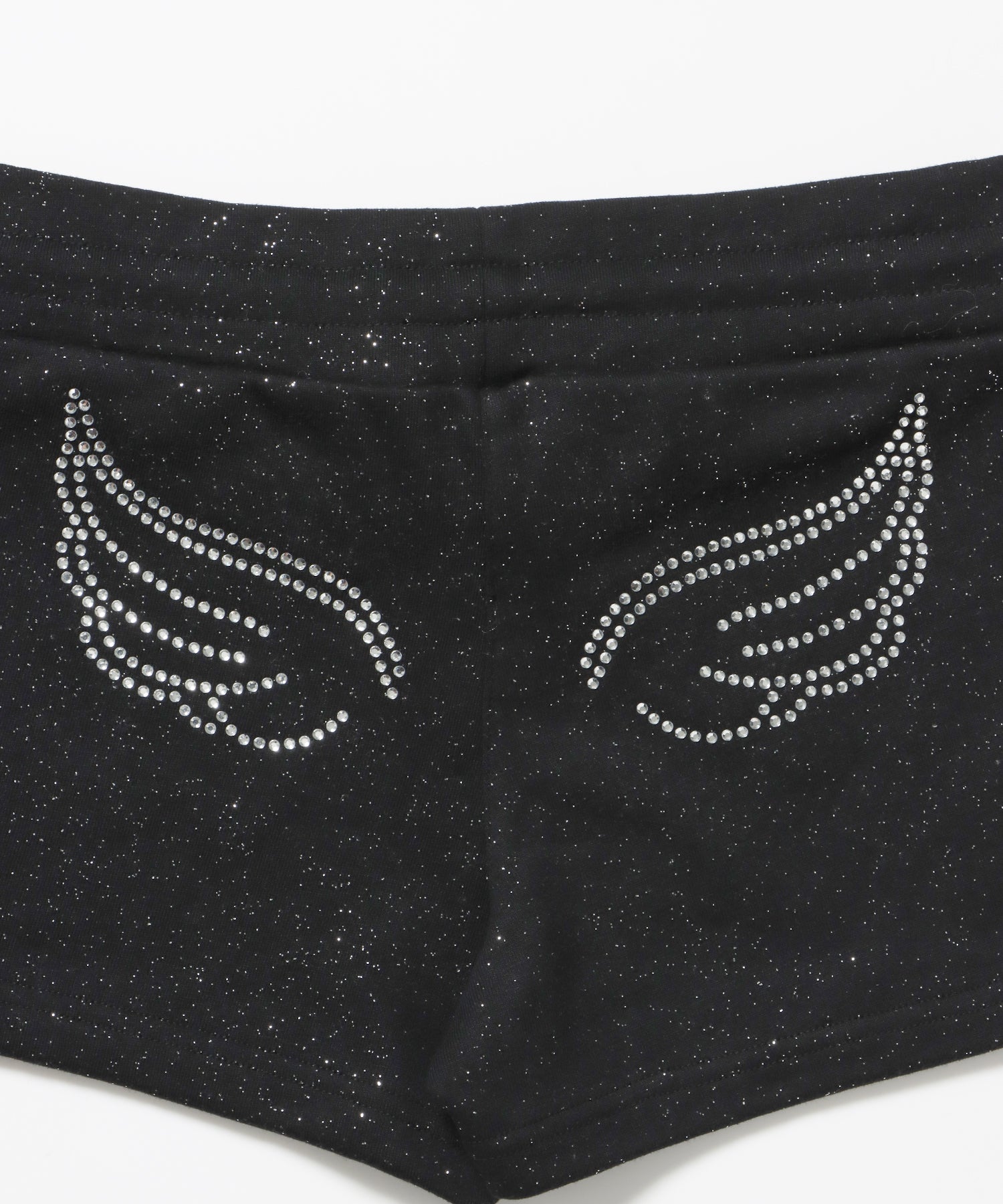 ≪予約商品≫sqnz glitter mini pants / レディース ショートパンツ ボトムス ラインストーン 裏毛 【セットアップ着用可能】 ブラック